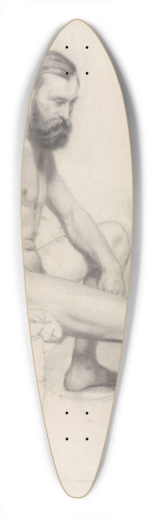August Alleb - Studie van een zittend mannelijk naakt, naar rechts 39.3 inch art pintail longboard deck August Alleb - Studie van een zittend mannelijk naakt, naar rechts 39.3 inch art pintail longboard deck