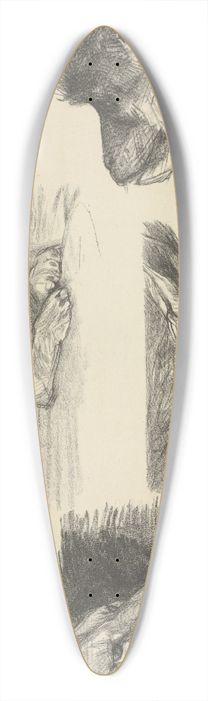 August Alleb - Vier dieren 39.3 inch art pintail longboard deck