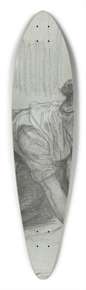 August Alleb - Vrouw op haar knien, bezig met schoonmaken 39.3 inch art pintail longboard deck