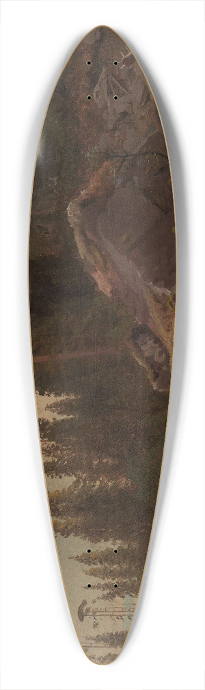 August Cappelen - Landscape Study with Trees and Rocks 39.3 inch art pintail longboard deck