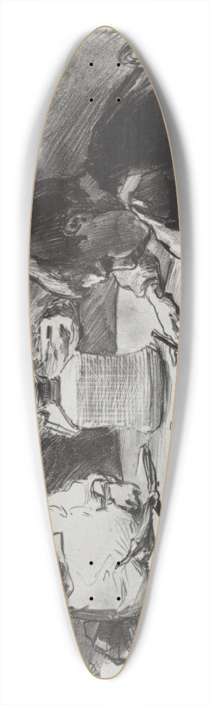 Auguste Louis Lepre - Around the Lamp 39.3 inch art pintail longboard deck
