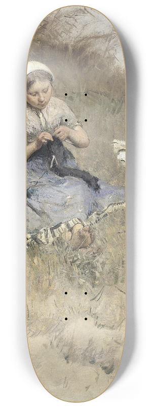 Bernardus Johannes Blommers - Girl Knitting 8.25 inch art skate deck