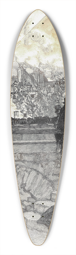 Auguste Louis Lepre - Quai des Grands Augustins, Paris 39.3 inch art pintail longboard deck