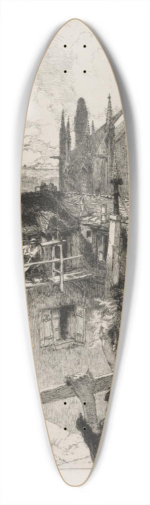 Auguste Louis Lepre - Sur les Toits pres Notre Dame 39.3 inch art pintail longboard deck