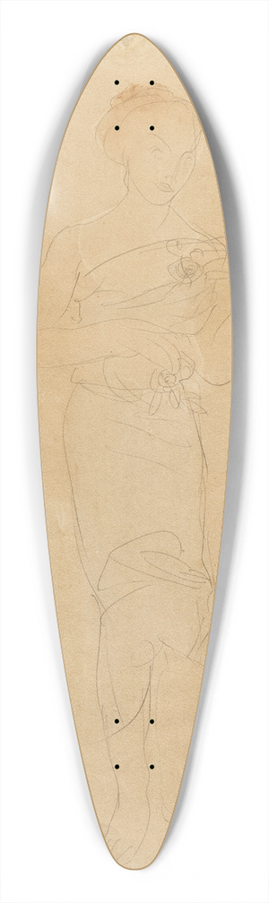 Auguste Rodin - Femme drape debout aux paules dnudes. Motifs de fleurs 39.3 inch art pintail longboard deck
