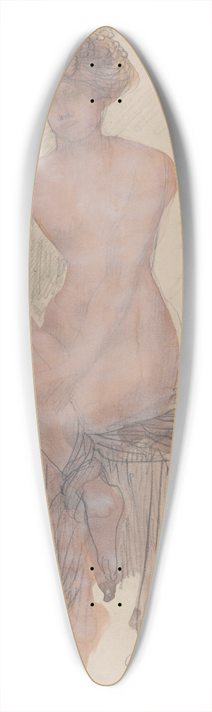 Auguste Rodin - Seated female nude 39.3 inch art pintail longboard deck