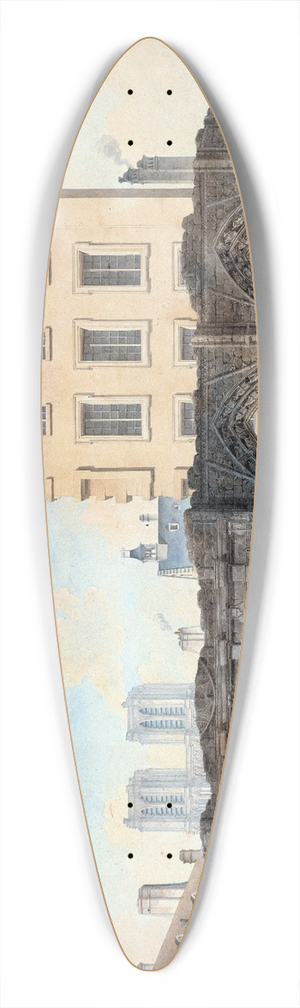 Auguste-Sbastien Bnard - Vue de lancienne faade de lHtel-Dieu aprs lincendie de1772 39.3 inch art pintail longboard deck