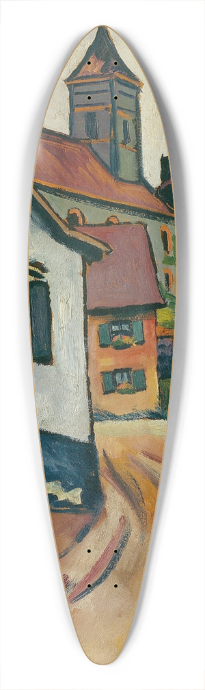 August Macke - Street with Church in Kandern 39.3 inch art pintail longboard deck