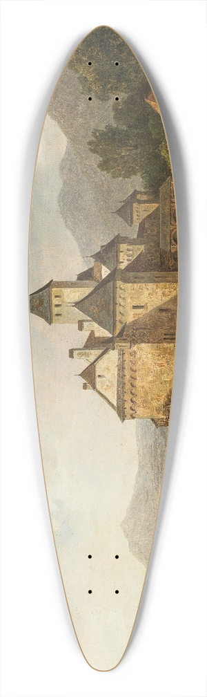 August Piepenhagen - A View of Chillon Castle on Lake Geneva 39.3 inch art pintail longboard deck