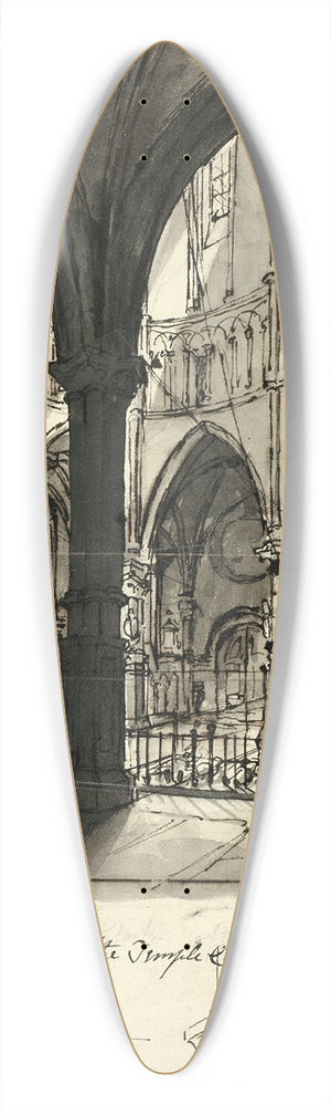 Augustus Charles Pugin - Chancel to the Temple Church 39.3 inch art pintail longboard deck