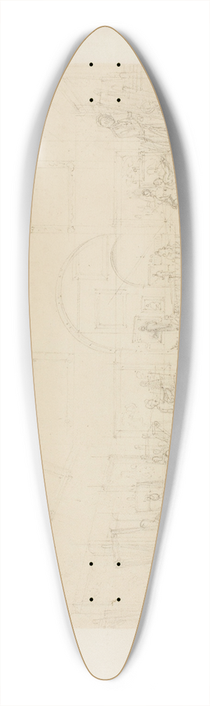 Augustus Charles Pugin - Study for British Institution, Pall Mall, from Microcosm of London 39.3 inch art pintail longboard deck