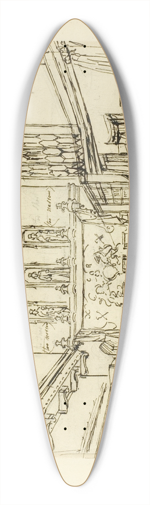 Augustus Charles Pugin - Study for Court of Kings Bench, Westminster Hall, from Microcosm of London 39.3 inch art pintail longboard deck