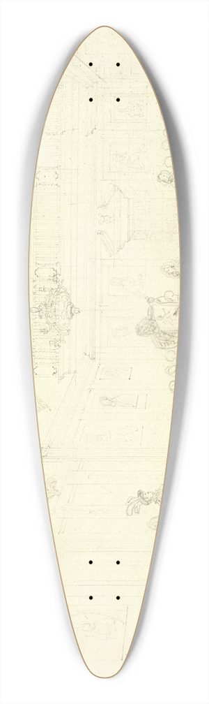 Augustus Charles Pugin - Study for Heralds College, The Hall, from Microcosm of London 39.3 inch art pintail longboard deck