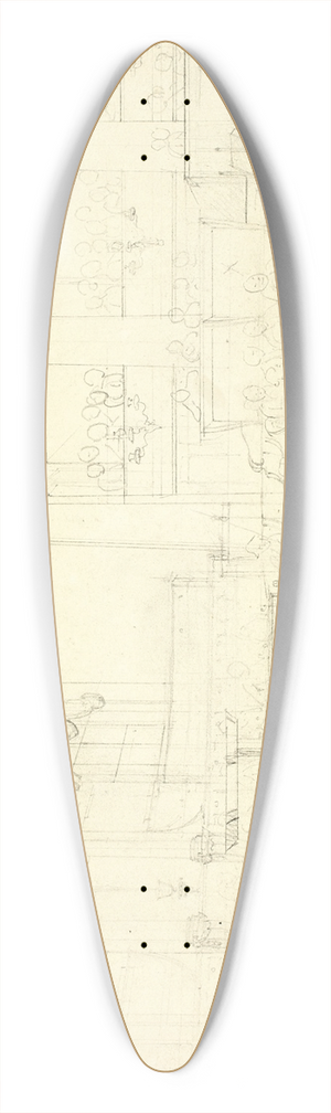 Augustus Charles Pugin - Study for Old Bailey, from Microcosm of London 39.3 inch art pintail longboard deck