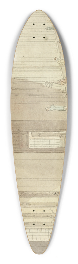 Augustus Charles Pugin - Study for St. Lukes Hospital, from Microcosm of London 39.3 inch art pintail longboard deck