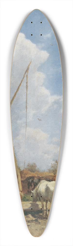 August von Pettenkofen - Ungarische Pferdetrnke 39.3 inch art pintail longboard deck