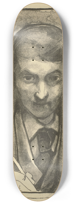 Bernard Willem Wierink - Zelfportret, tekenend 8.25 inch art skate deck Bernard Willem Wierink - Zelfportret, tekenend 8.25 inch art skate deck