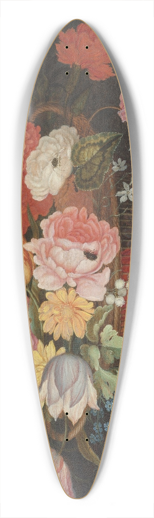 Balthasar van der Ast - Flowers in a wicker basket on a table 39.3 inch art pintail longboard deck