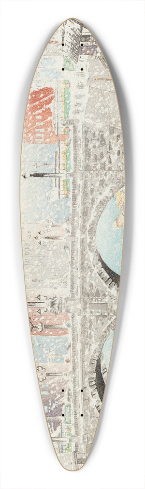 Bannai Kokan - Yuki no nihonbashi (Nihonbashi under snow) 39.3 inch art pintail longboard deck
