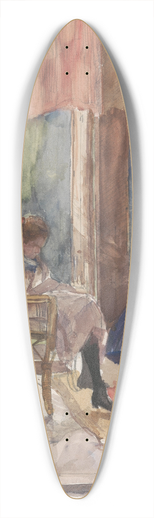 Barbara Elisabeth van Houten - Dame en een jong meisje, beide lezend in de serre van het huis aan de Riouwstraat 6, te Den Haag 39.3 inch art pintail longboard deck