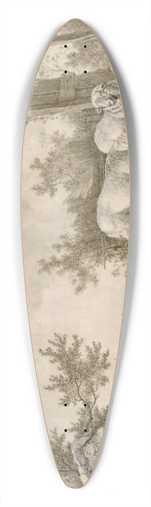 Barend Hendrik Thier - Herder met schapen bij omheining 39.3 inch art pintail longboard deck