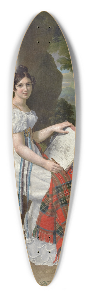 Barthlemy Vieillevoye - Woman Sketching In A Landscape 39.3 inch art pintail longboard deck Barthlemy Vieillevoye - Woman Sketching In A Landscape 39.3 inch art pintail longboard deck