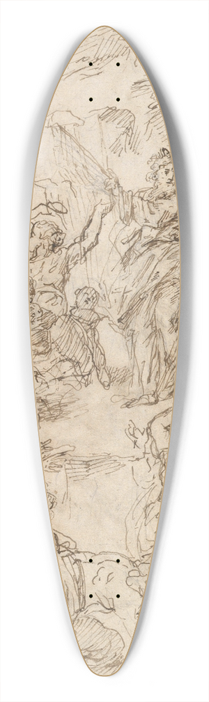 Bartholomaeus Ignaz Weiss - Moses striking water from a rock 39.3 inch art pintail longboard deck