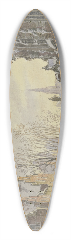 Bartholomeus Johannes van Hove - Schlittschuhlufer auf einer Gracht in Amsterdam 39.3 inch art pintail longboard deck