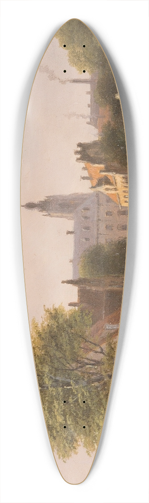 Bartholomeus Johannes van Hove - View of a Dutch town 39.3 inch art pintail longboard deck