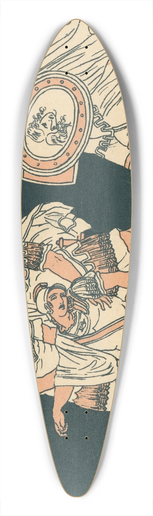 Bartolomeo Pinelli - Aeneas and the body of Lausus 39.3 inch art pintail longboard deck Bartolomeo Pinelli - Aeneas and the body of Lausus 39.3 inch art pintail longboard deck