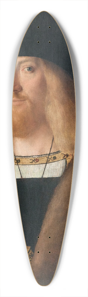 Bartolomeo Veneto - Portrait Of A Bearded Man, Half-Length, Wearing A Fur-Lined Coat And Holding A Dagger, A Landscape Beyond 39.3 inch art pintail longboard deck Bartolomeo Veneto - Portrait Of A Bearded Man, Half-Length, Wearing A Fur-Lined Coat And Holding A Dagger, A Landscape Beyond 39.3 inch art pintail longboard deck