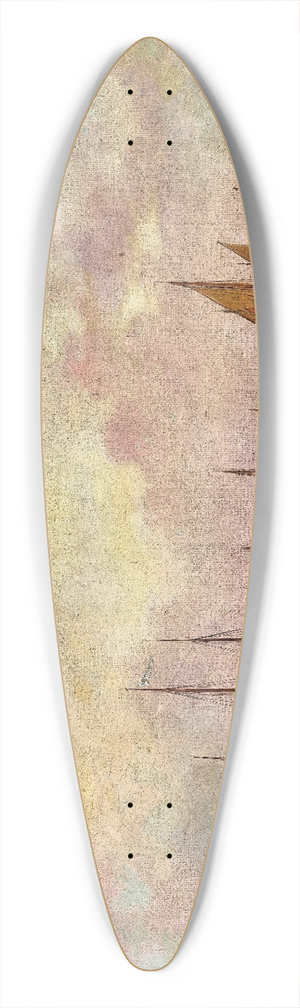 Basilio Ivankovic - The Tall-Masted Steamer UNION under the Austro-Hungarian Merchant Flag amidst Numerous Fishing Boats off Piran, Slovenia 39.3 inch art pintail longboard deck