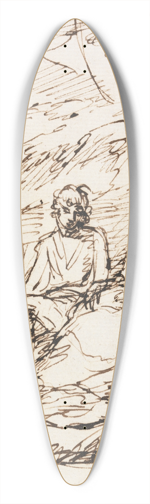 Benjamin West - Man and Woman Holding Baby, Seated on Bank 39.3 inch art pintail longboard deck