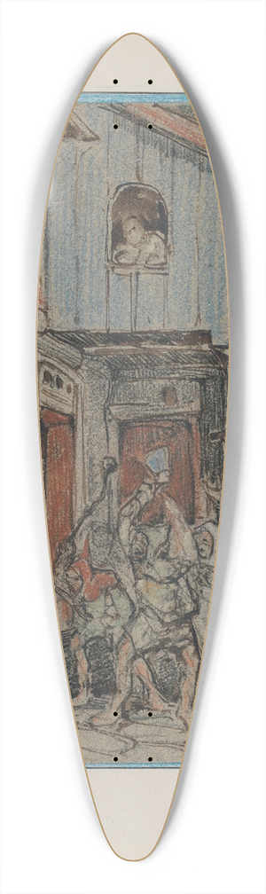 Bernard Willem Wierink - Bruin wordt aangevallen door de dorpelingen 39.3 inch art pintail longboard deck