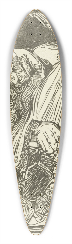 Bernard Willem Wierink - Koppen van een leeuw en een leeuwin 39.3 inch art pintail longboard deck