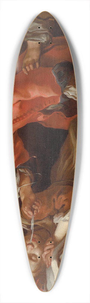 Bernhard Keil - Sleeping girl with two children playing 39.3 inch art pintail longboard deck