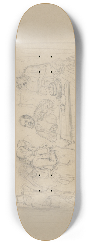 Adolph Tidemand - Fem figurer i interir 8.25 inch art skate deck