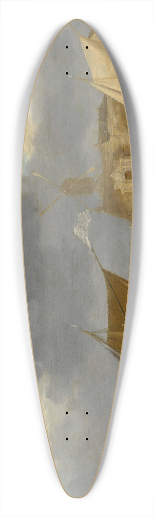 Bonaventura Peeters the Elder - Vessels And A Rowing Boat On Choppy Waters, Near A Small Harbor Town With A Windmill, Possibly Hoboken 39.3 inch art pintail longboard deck