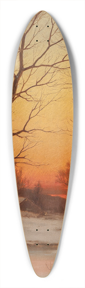 Bruce Crane - Sunset; Woods and Pond 39.3 inch art pintail longboard deck