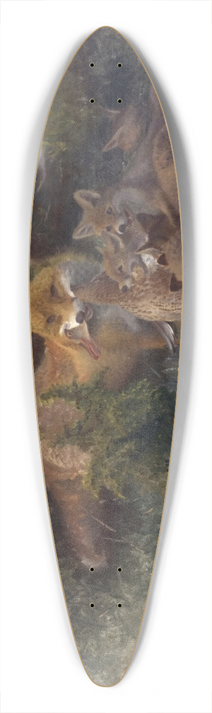 Bruno Liljefors - Fox with Cubs 39.3 inch art pintail longboard deck