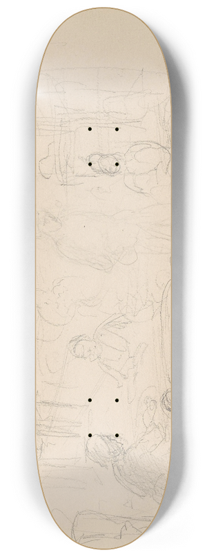 Adolph Tidemand - Figurer i et ildhus 8.25 inch art skate deck Adolph Tidemand - Figurer i et ildhus 8.25 inch art skate deck