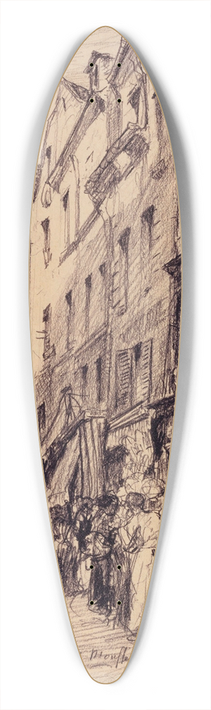 Camille Bourget - La rue Mouffetard 39.3 inch art pintail longboard deck