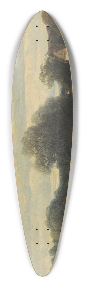 Camille Flers - Cottage by the River with Washerwomen 39.3 inch art pintail longboard deck