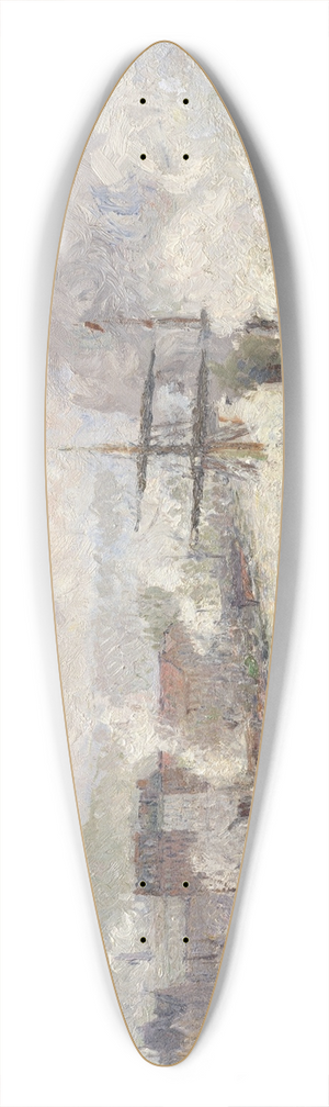 Camille Pissarro - Steamboats in the Port of Rouen 39.3 inch art pintail longboard deck