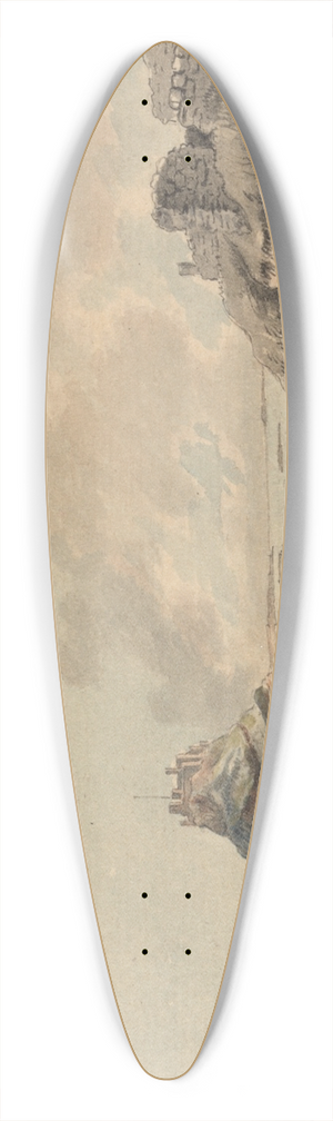 Capt. Francis Grose - Holy Island and Castle, Northumberland 39.3 inch art pintail longboard deck