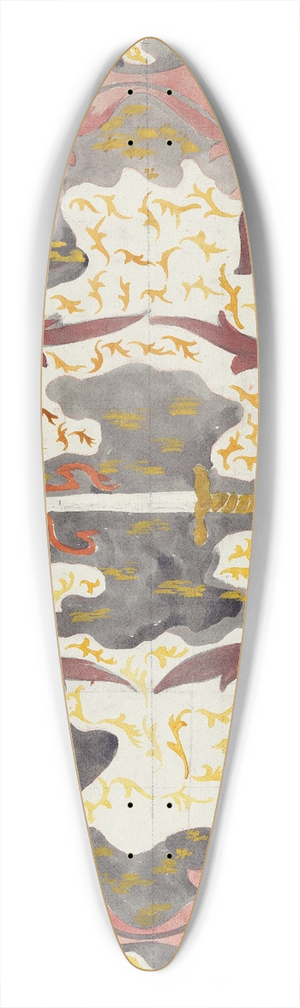 Carel Adolph Lion Cachet - Decoratief ontwerp met opstaande degen 39.3 inch art pintail longboard deck