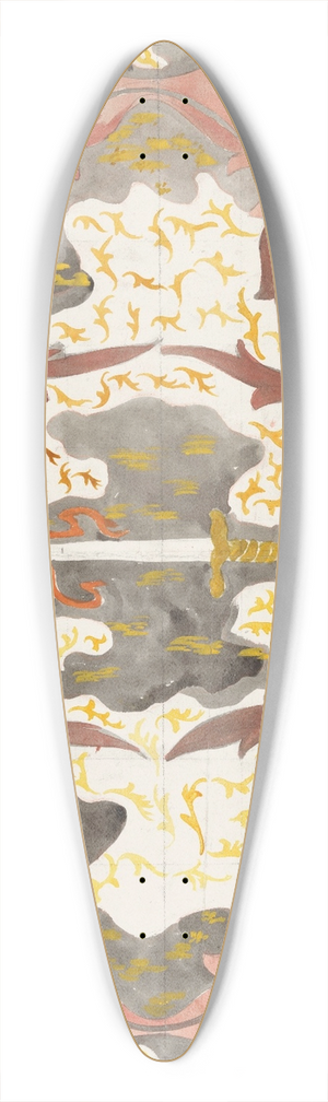 Carel Adolph Lion Cachet - Decoratief ontwerp met opstaande degen 39.3 inch art pintail longboard deck