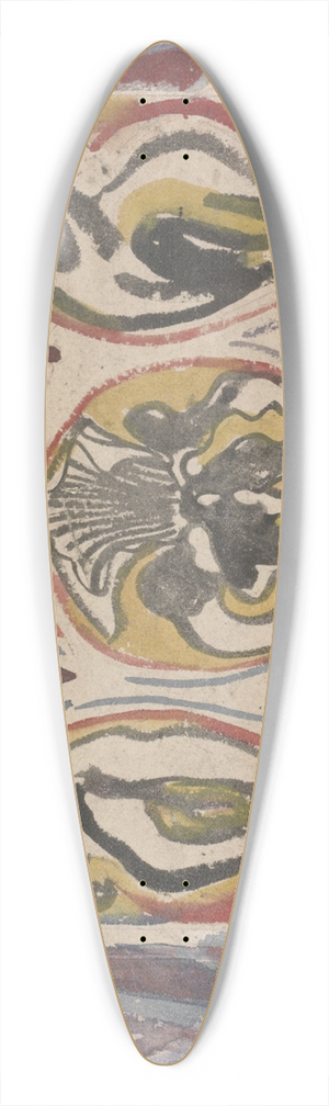 Carel Adolph Lion Cachet - Decoratief ontwerp met twee handtekeningen 39.3 inch art pintail longboard deck