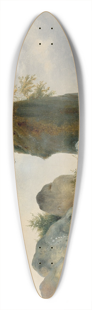 Carl Blechen - A Rocky Landscape with a Hermit 39.3 inch art pintail longboard deck Carl Blechen - A Rocky Landscape with a Hermit 39.3 inch art pintail longboard deck