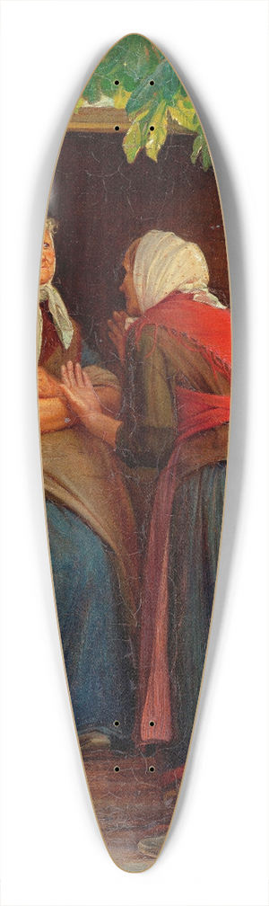 Carl Bloch - Two women talking 39.3 inch art pintail longboard deck